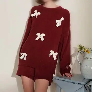 젤라또피케 니트 리본 풀오버 & 숏팬츠 세트 미사용 새상품