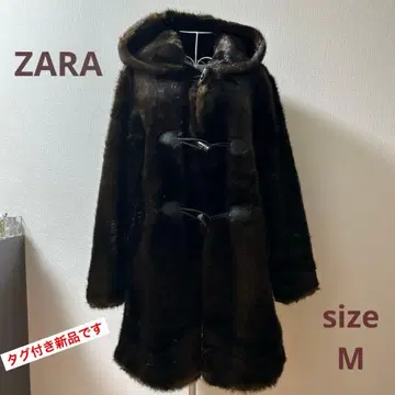 ZARA WOMAN 인조 모피 더플 코트 M