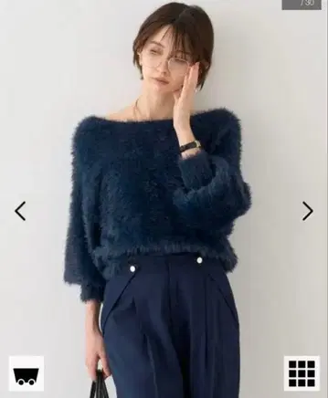 Rouge vil la cle 네이비 오프숄더 스웨터