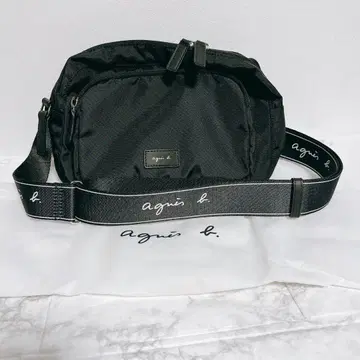 agnes b. 에네스베 숄더백 사선 나일론 블랙