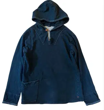 45rpm 인디고 풀오버 후드티 맨투맨 데님 가죽