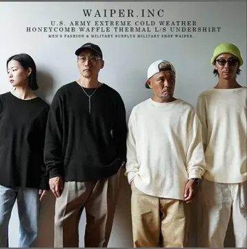 WAIPER INC. 허니콤 와플 긴팔 티셔츠