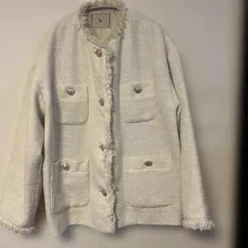 N. 노카라 자켓 화이트 프린지 마감