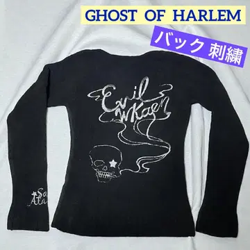 고스트 오브 할렘 니트 스웨터 복슬복슬 해골 블랙