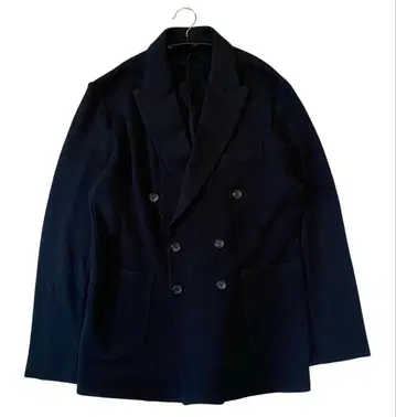 ETONNE 니트 더블 테일러드 자켓 블랙 스웨터 울