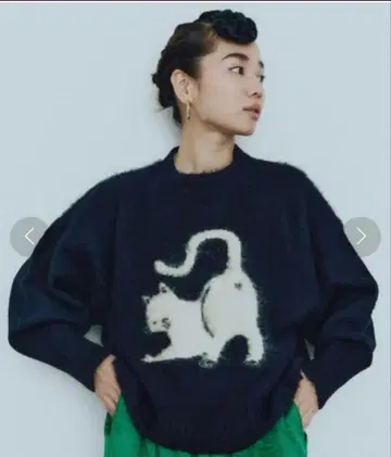 mananasuerte 마냐나스우르테 CAT 모티브 볼륨 슬리브 니트