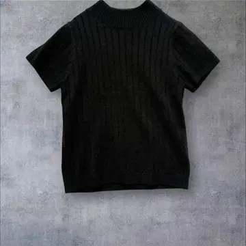 a2579 [로즈퍼] 반팔 하이넥 니트 리브 블랙 M