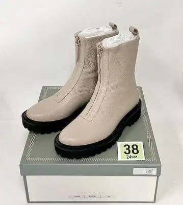 미사용 38/24cm 치아키 카가기리 프론트 지퍼 부츠 7707