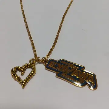 야자와 에이요시 E,YAZAWA 로고 플레이트 목걸이 하트 참 포함