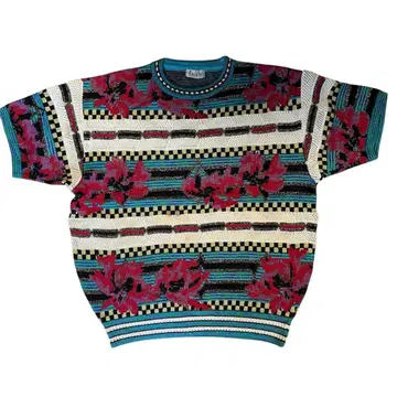 빈티지 FICCE 요시유키 코니시 멀티 컬러 썸머 니트 스웨터