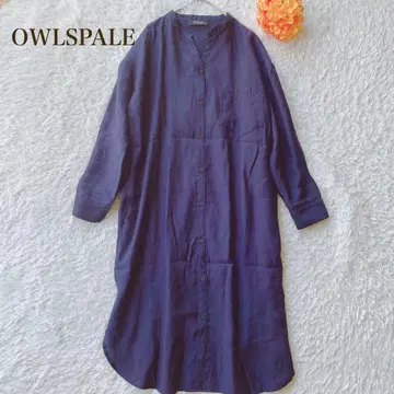올즈 페일 [ Free ] 롱 셔츠 원피스 심플 V넥