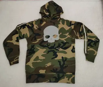 [새상품급] HYDROGEN 하이드로겐 카모 패턴 스컬 후드티 S
