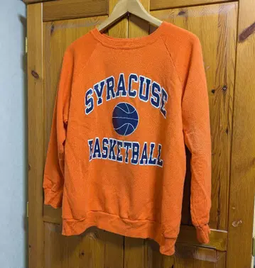 챔피온 80년대 후기 농구 프린트 오렌지 맨투맨 USA제