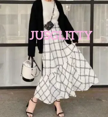 JUSGLITTY 체크 자카드 스커트
