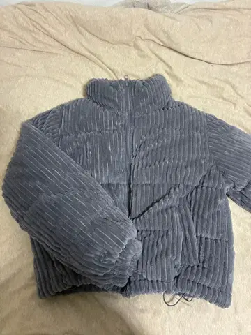 그레이 코듀로이 다운 자켓