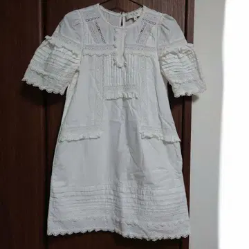 sea new york 레이스 턱 프릴 반팔 튜닉 원피스