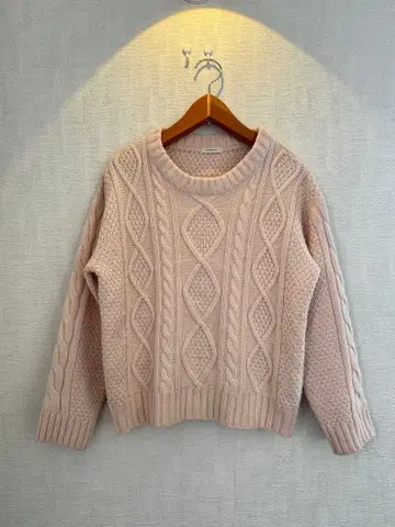 Comfort basic 케이블 니트 스웨터 S 핑크