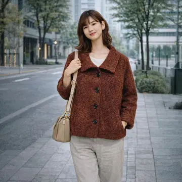 ONE AFTER ANOTHER 피 코트 숏 기장 M 레드 부클레