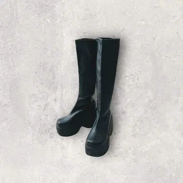 통굽 플랫폼 스퀘어토 롱 부츠 슬림 레그 블랙 37 롱 레그 효과