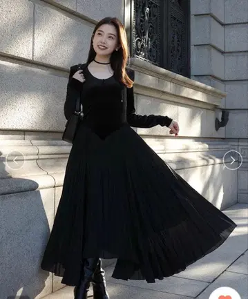 anuans 벨로아 쉬폰 도킹 원피스