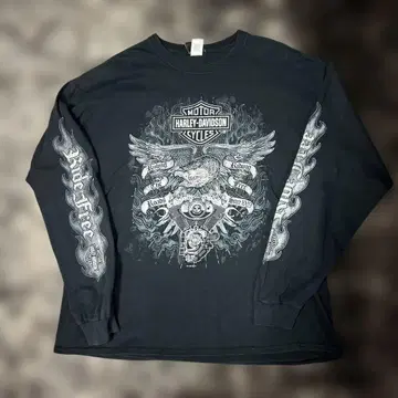 Harley-Davidson 구제 의류 이글 디자인 긴팔 티셔츠 XL