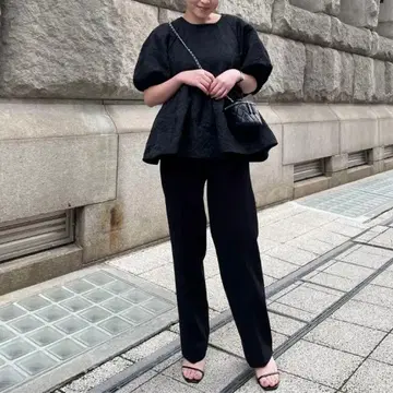 OHGA 스트레이트 팬츠 블랙 M