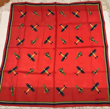 빈티지 스카프 비행기 패턴 Yukiko Fujii 쇼와 레트로 레어