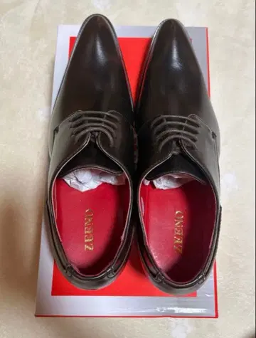 미사용 ZEENO 가죽 신발 25cm 브라운 다크 브라운