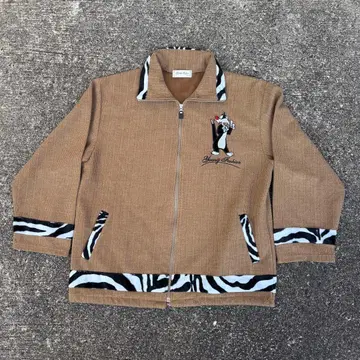 실베스터 캣 자수 코듀로이 자켓 제브라 패턴 구제 의류 Y2K