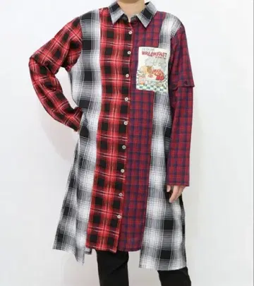 스칼라 스카자의 조식 패턴 2WAY 체크 무늬 셔츠 원피스