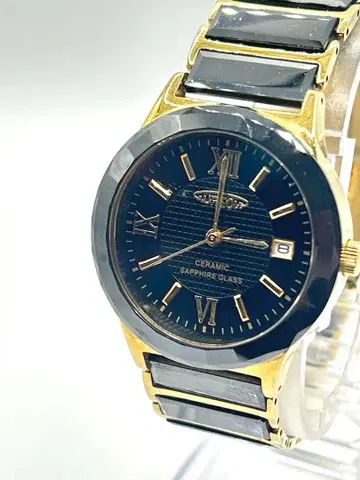 오레올 남성용 여성용 데이트 작동 블랙 골드 watch