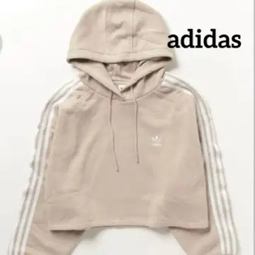 [ 새상품급 ] adidas 베이지 크롭 후드티 L 맨투맨 쓰리라인