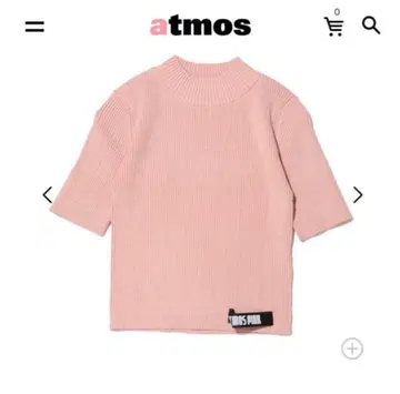 atmos pink 하이넥 반팔 바이컬러 리브 니트