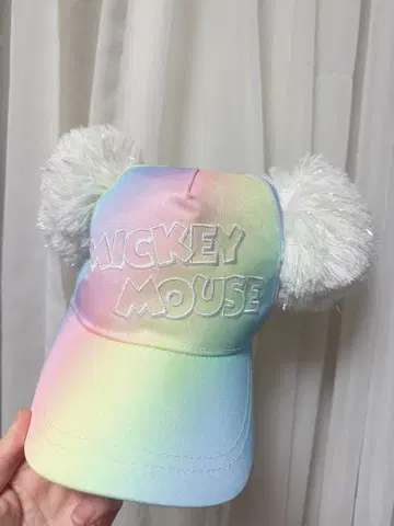 미키마우스 폼폼 포함 캡 레인보우