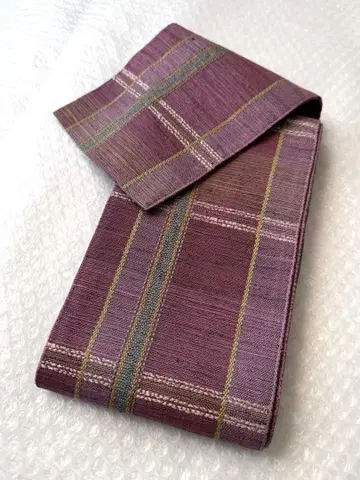 h10 새상품급 순수 실크 수직 짜임 츠무기 반폭 오비 코부쿠로 오비