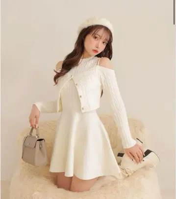 m me eme Cable knit layered onepiece