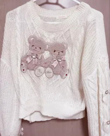 리즈리사 LIZLISA 니트 곰 화이트