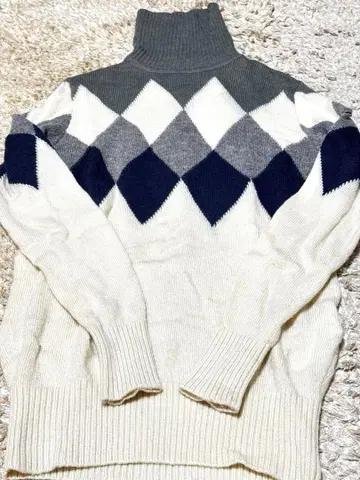 캘러웨이 골프 아가일 무늬 터틀넥 니트 M