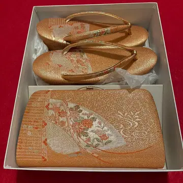 오렌지 핑크 골드 컬러 꽃무늬 자수 일본 의류용 백과 조리 세트