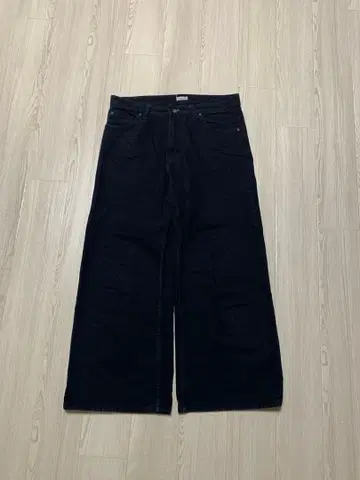 다크 블루 와이드 레그 데님 팬츠