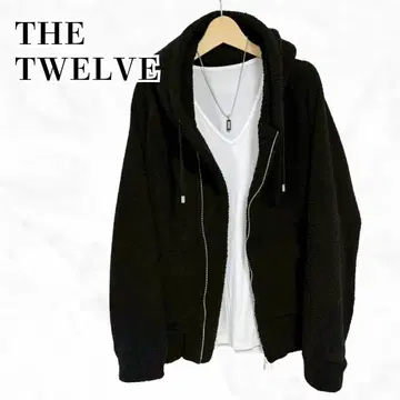 THE TWELVE 지퍼 보아 플리스 후드티 블랙