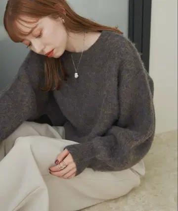 hinari 재기 믹스 니트 브라운