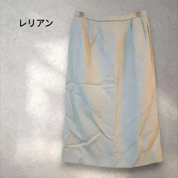 Leilian 레리안 크림색 스트라이프 타이트 스커트 일본제 울