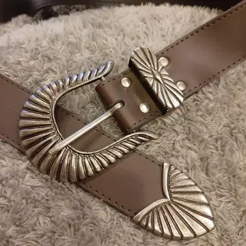 웨스턴 버클 벨트 실버 다크 브라운