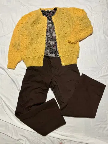 세트 코디 니트 가디건 패턴 셔츠 치노 팬츠 캐주얼 코디