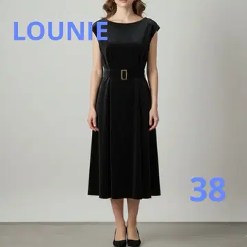 LOUNIE 블랙 벨로아 원피스 벨트 포함 고급스러운
