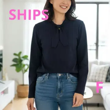 SHIPS 고급 보타이 티셔츠 네이비 드레이핑 세련된 오피스 포멀