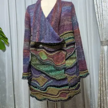 울 혼방 멀티 컬러 가디건