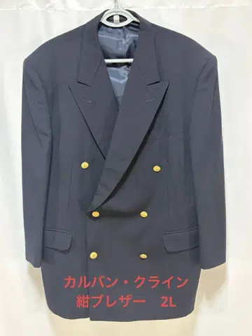 새상품급 캘빈클라인 네이비 골드 버튼 테일러드 자켓 더블 브레스트