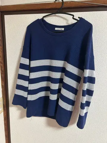 LACOSTE 네이비/화이트 스트라이프 니트 3G